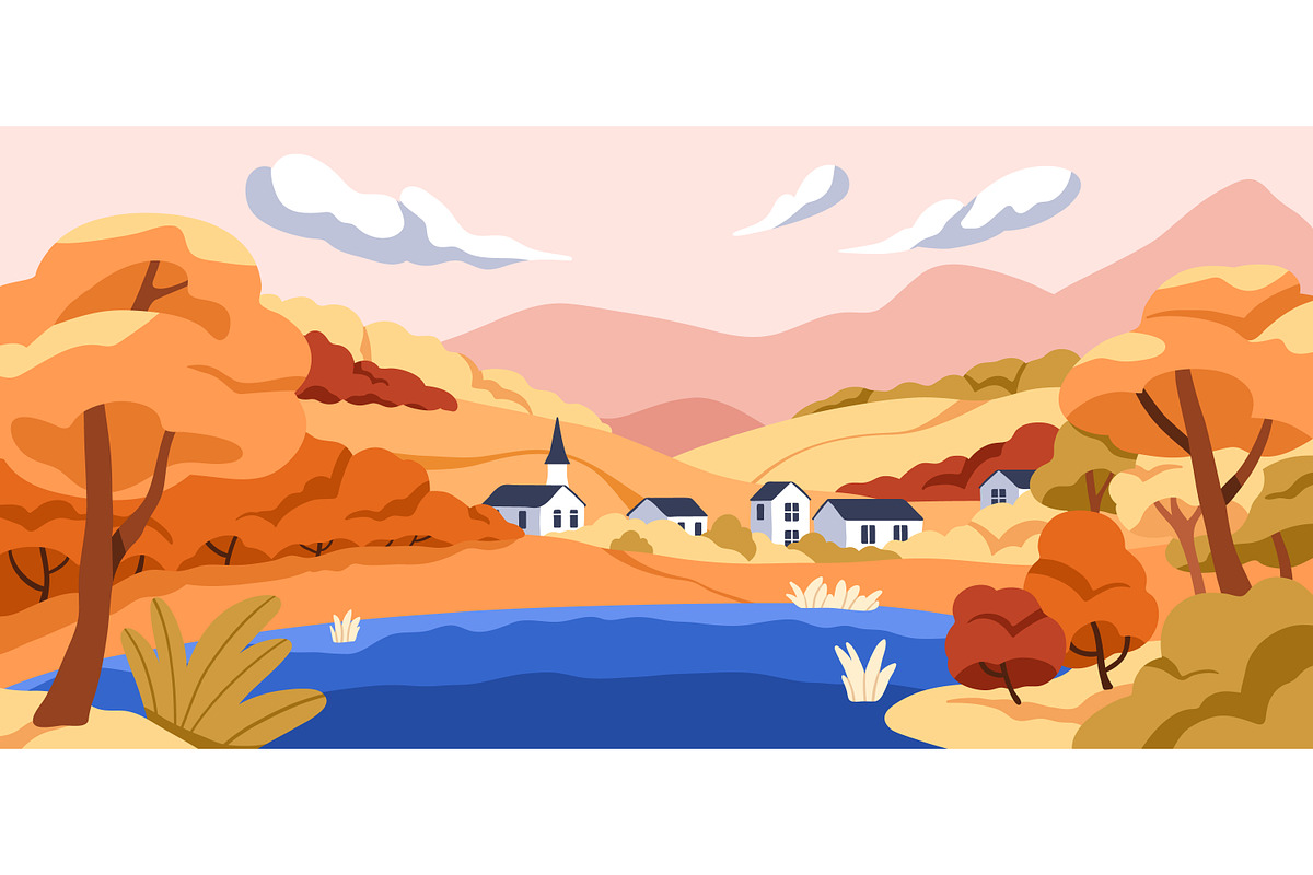 Autumn nature, fall landscapes set, a Seasonal Illustration by Good Studio (Photo 4 of 5)