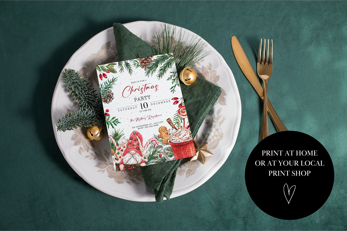 Editable Christmas Party Invitation, an Invitation Template by ForeverPrint (Photo 3 of 7)