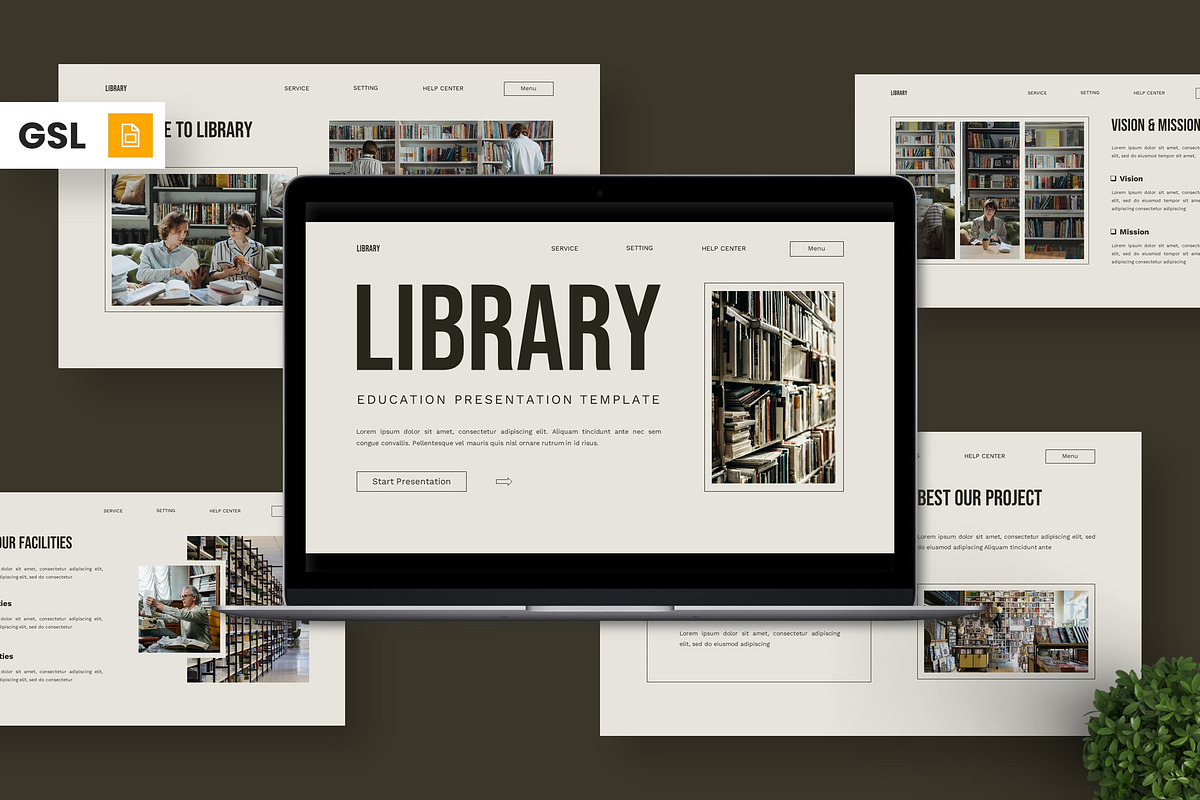 Library - Education Google Slide, a Presentation Template by Deepslide Studio (Photo 1 of 6)