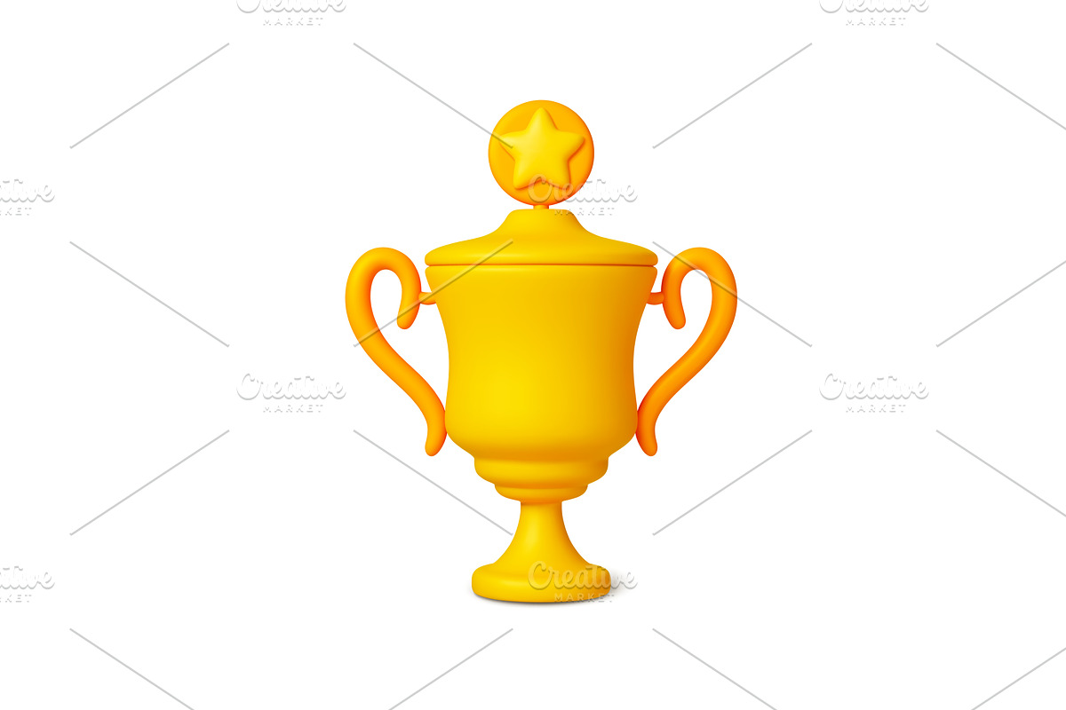 Big gold trophy 3d icon. Realistic, a Finance Illustration by Valerie Bodnar