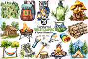 Weekend Forest Camping Clipart PNG, a Seasonal Illustration by Canvas Craft (Thumbnail 1 of 4)