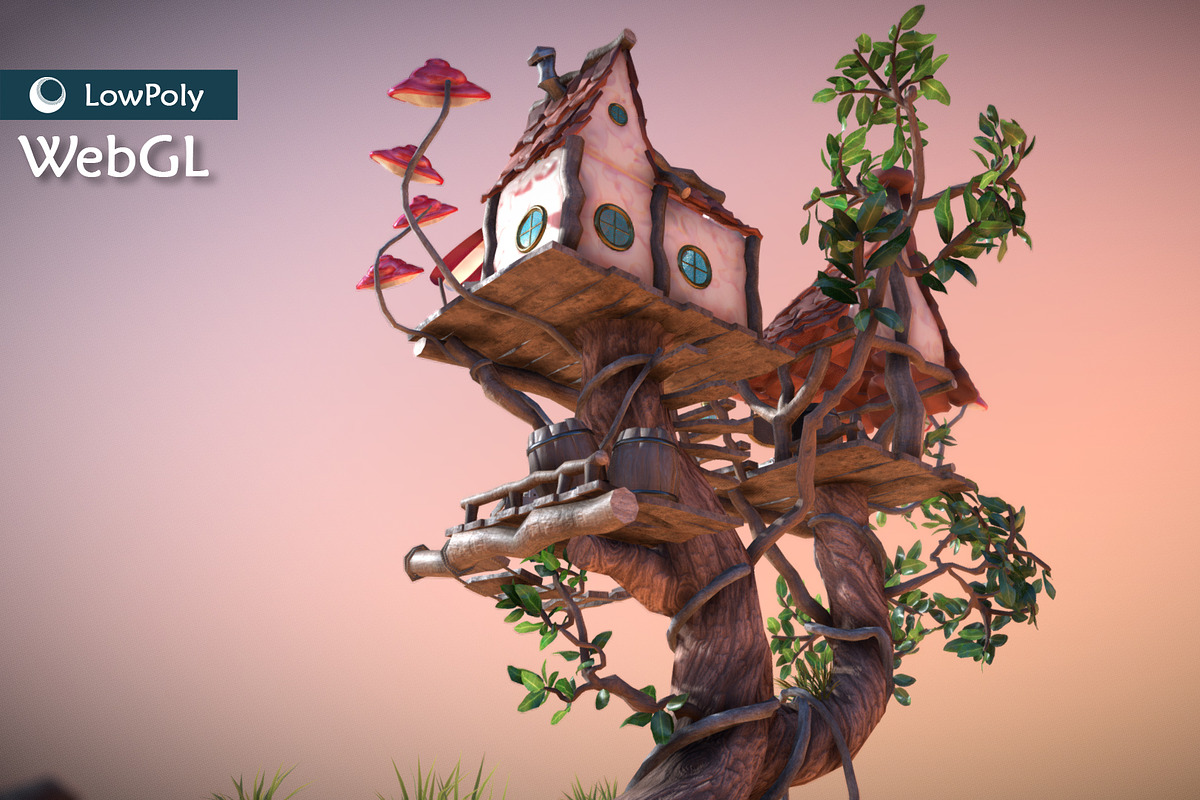 Subdivision&LowPoly fairy tree house, an Architecture 3D Model by Cute & 3D (Photo 26 of 28)
