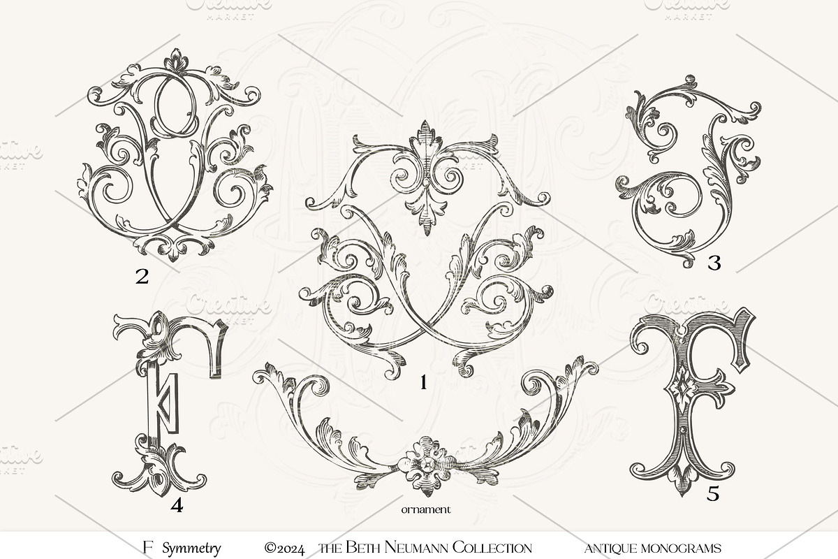 Antique Vintage Monogram Initial F, an Object Graphic by Antique Monograms (Photo 4 of 4)