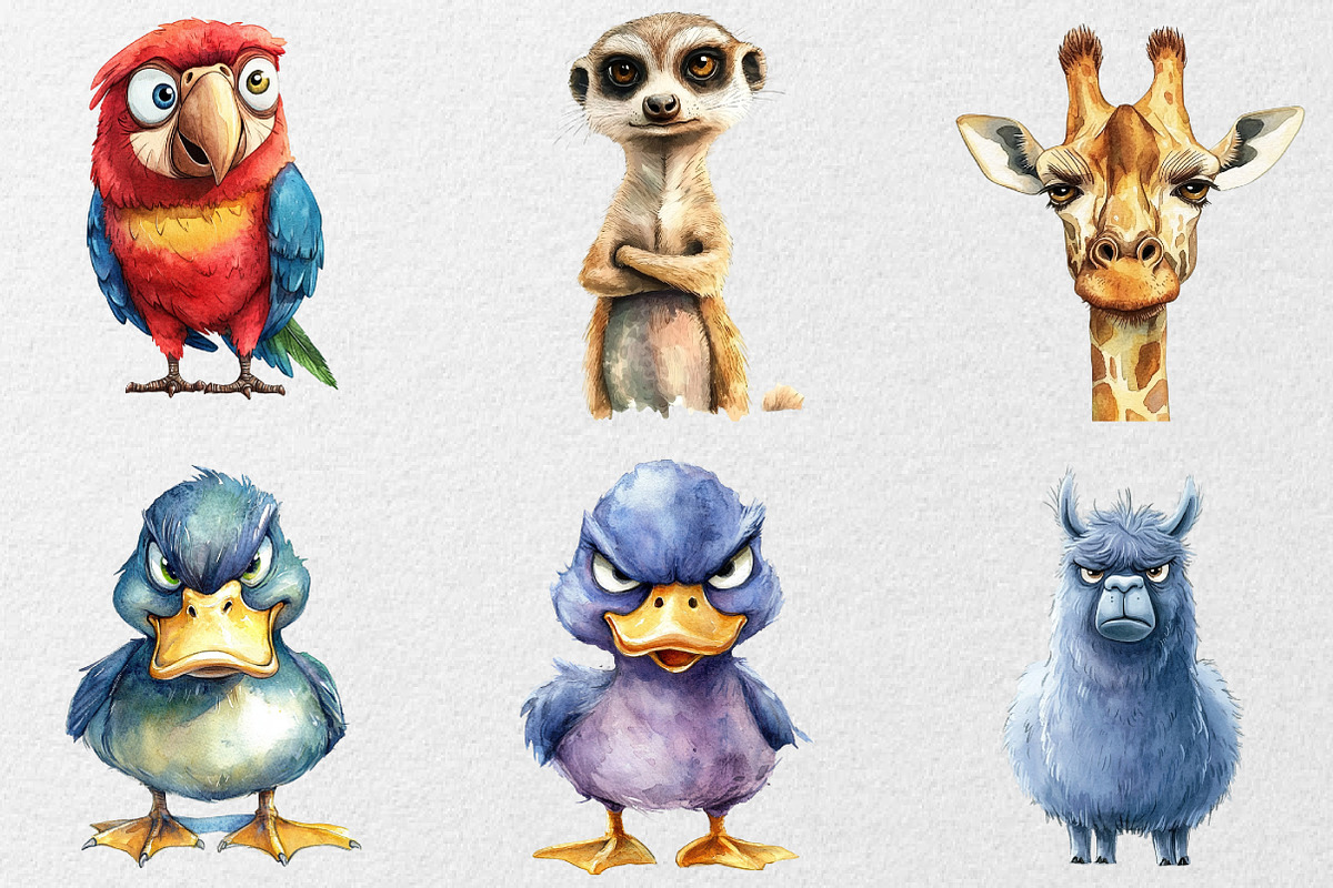 Funny Grumpy Animals Collection, an Animal Illustration by DreamCafeArt (Photo 7 of 7)