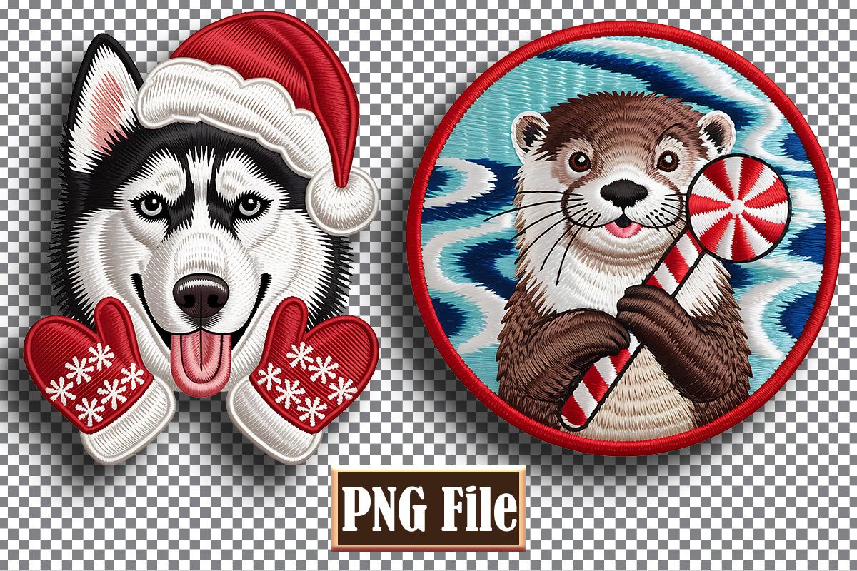 Christmas Animal Embroidery Clipart, a Seasonal Illustration by protabsorkar11 (Photo 7 of 10)
