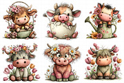 Whimsical Spring Highland Cow Clipar, an Illustration by Daily.Designs (Thumbnail 8 of 8)