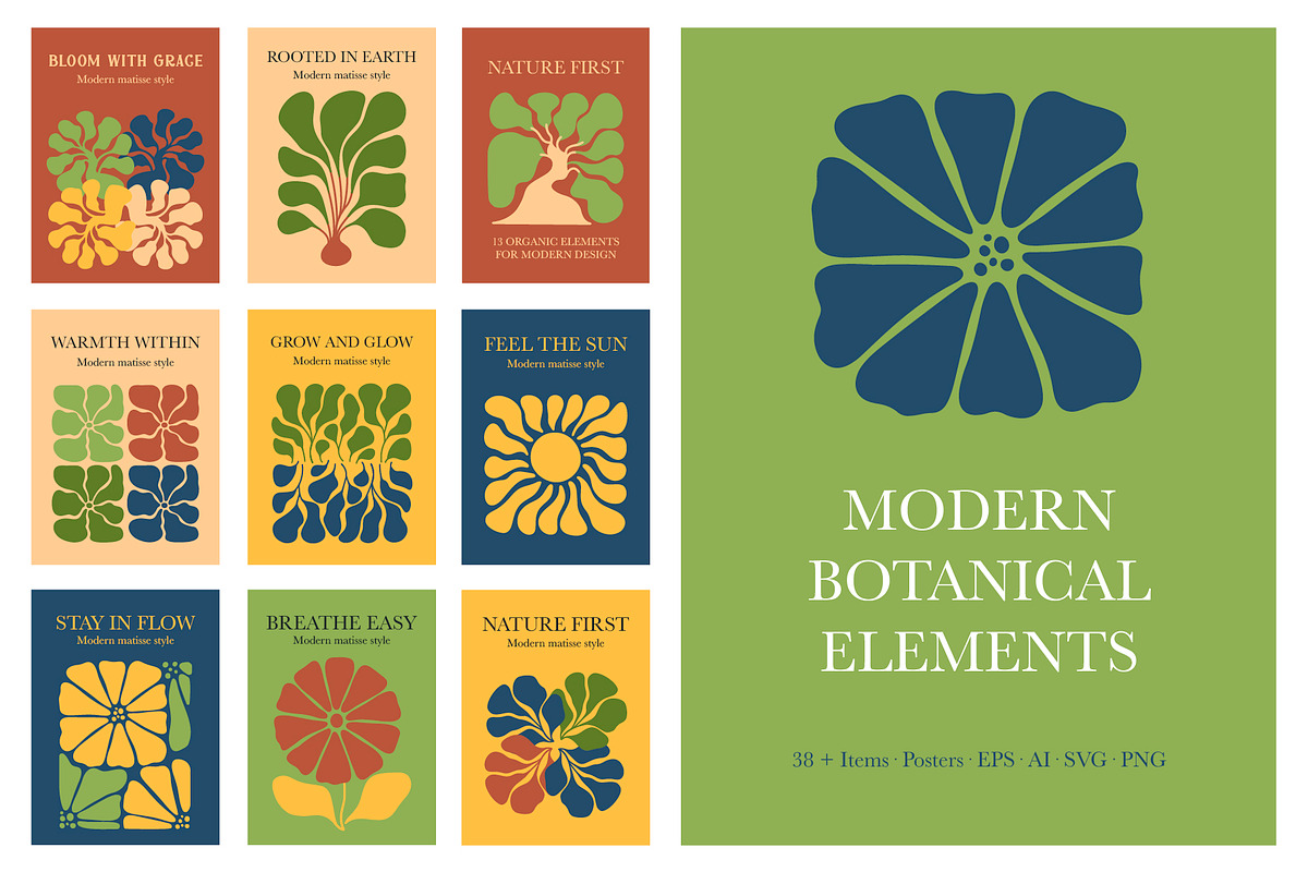 Modern Matisse Botanical Cutout Set, a Decorative Illustration by Lettering_Logo (Photo 1 of 6)
