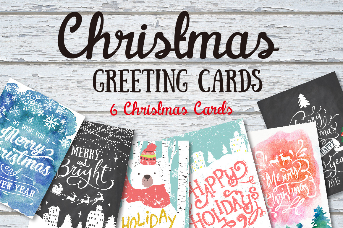 6 Christmas greeting cards set | Animal Illustrations ~ Creative Market