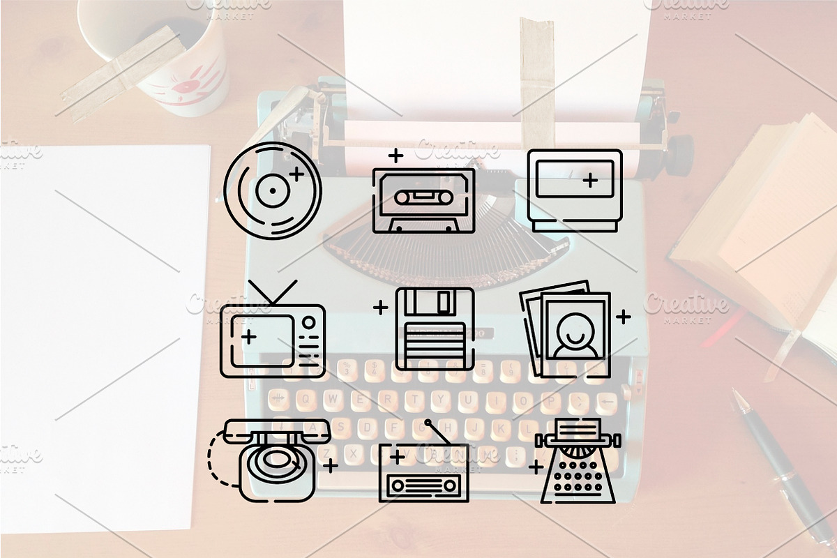 Retro Style Line Icons, a Duotone Icon by Lyolya Profitrolya (Photo 2 of 2)