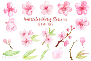 Watercolor Cherry Blossoms