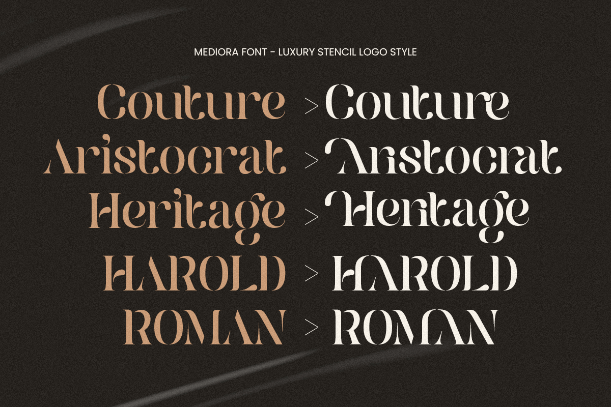 Mediora – Luxury Stencil Logo Font, a Serif Font by Sensatype (Photo 9 of 13)