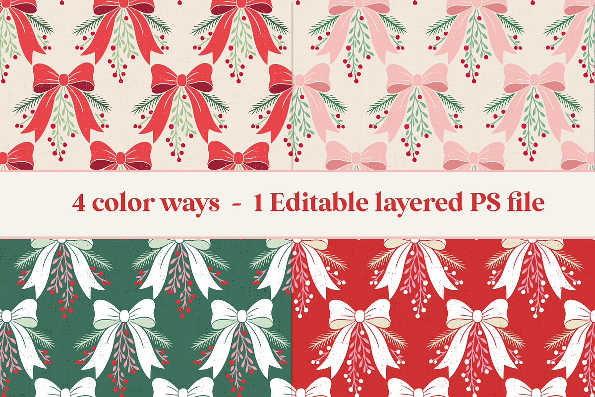 Jolly Christmas Bows Pattern, a Pattern Graphic by Schatzi Graphik (Photo 2 of 7)