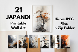 21 Hi-res Japandi Printable Wall Art, a Decorative Illustration by Image for Sale