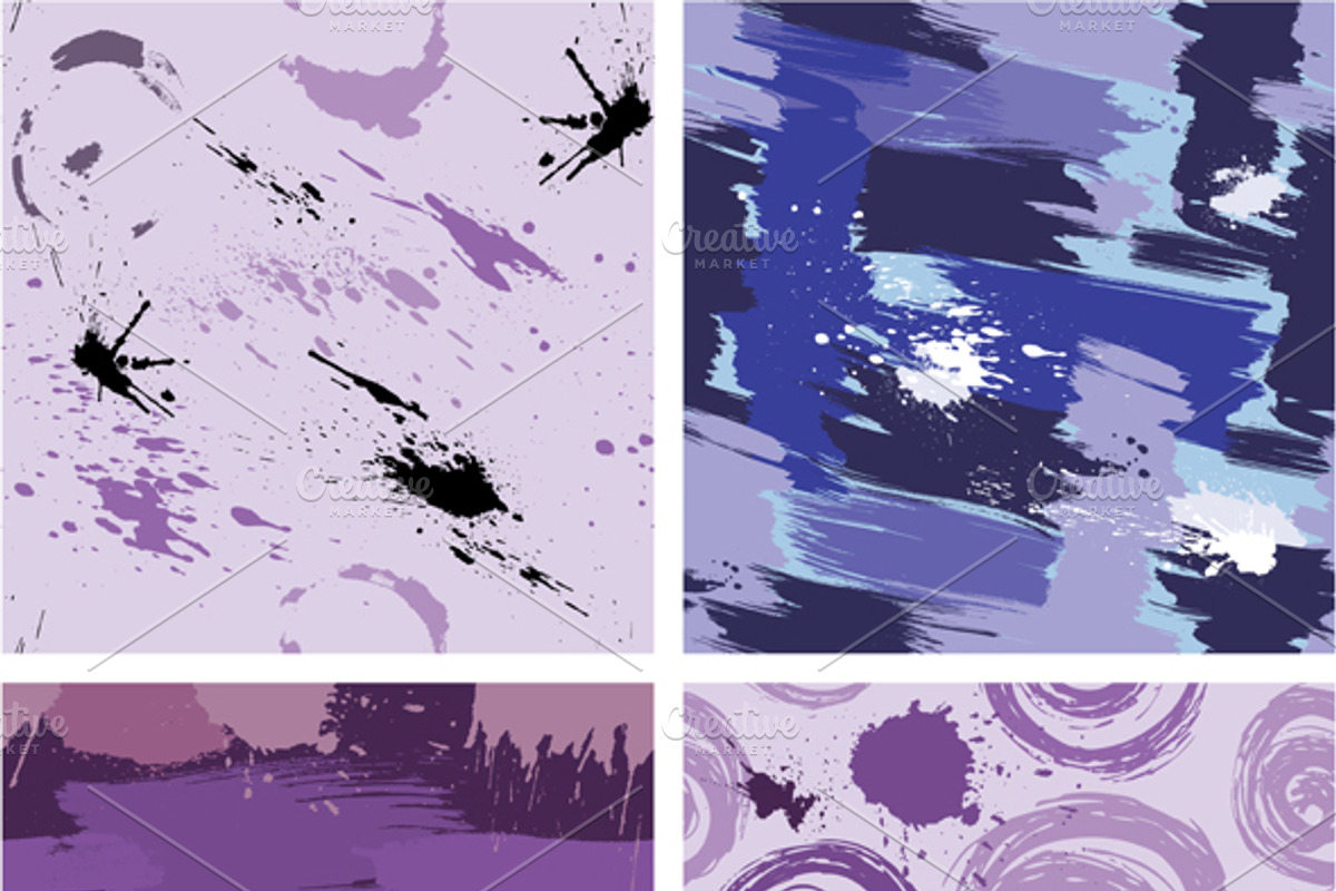 Set of 8 seamless pattern with blots preview 3