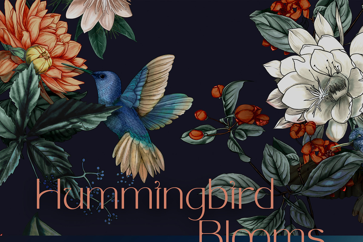 Seamless patterns Hummingbird Blooms, a Pattern Graphic by Yana Dobrik (Photo 3 of 14)