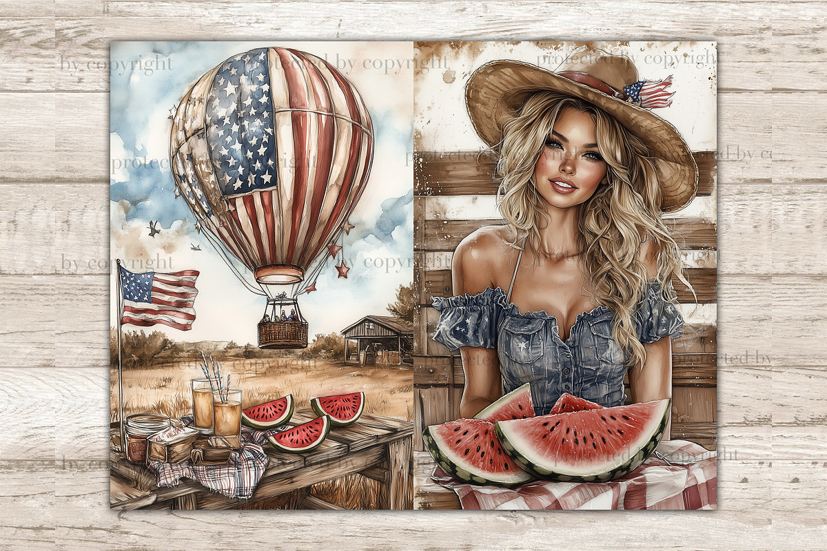 4th of July Junk Journal Pages, a Person Illustration by GlamArtZhanna (Photo 9 of 10)