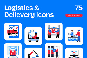Logistics and Delivery Icon Set, an Emoji Icon by Creative Stall