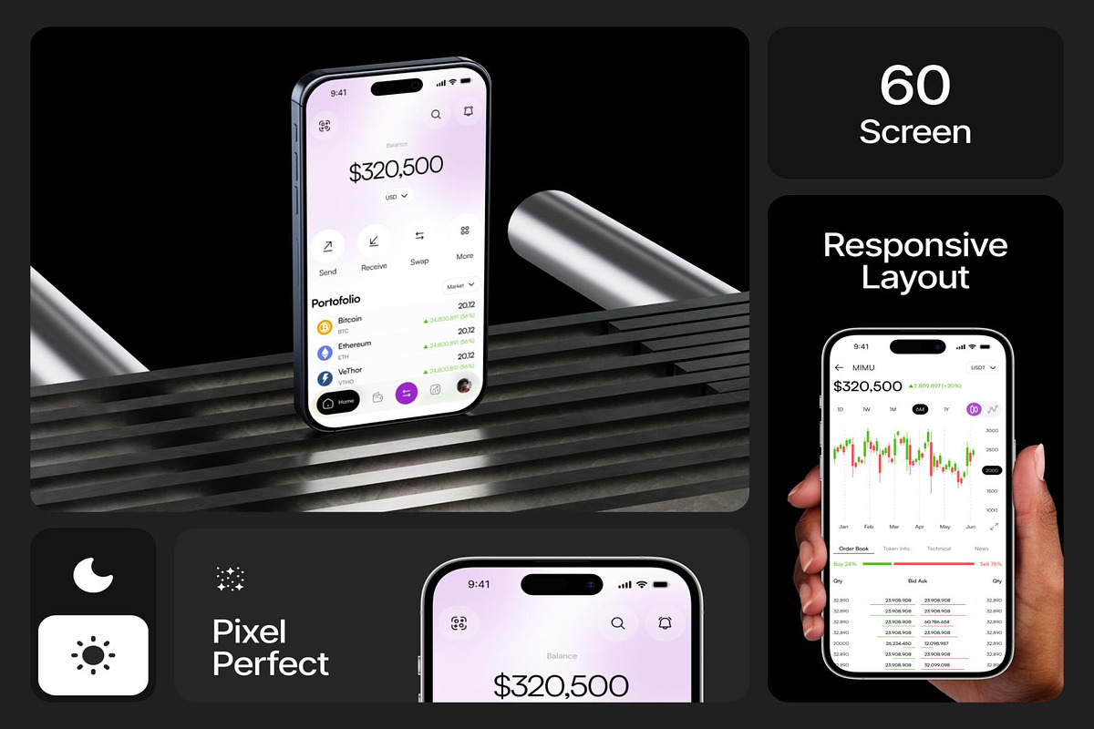 Walcy - Crypto Wallet Mobile UI KIT, an UI Kit Template by Creative Perspective (Photo 2 of 7)