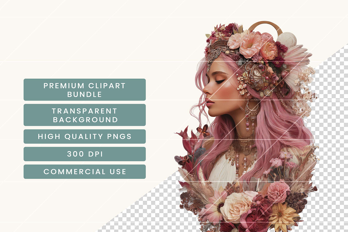 Modern Rosy Lady Clipart Bundle, a Person Illustration by BusyDaydesign (Photo 4 of 9)