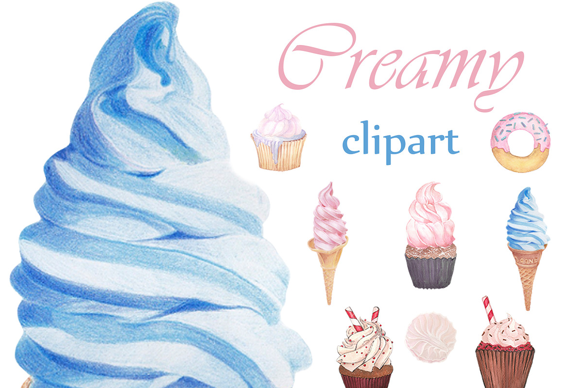 Creamy Sweets Clipart, a Food Illustration by ColorfulNest (Photo 1 of 3)