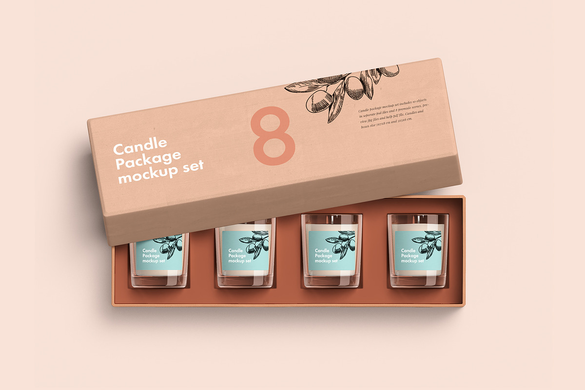 Candle glass and box packaging, a Household Mockup by GraphicWave (Photo 2 of 7)