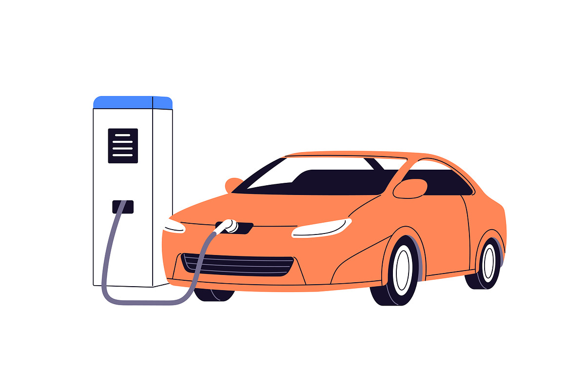 Electric cars, charging stations set, a Transportation Illustration by PaperTrident (Photo 8 of 11)
