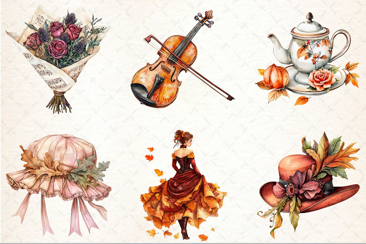 18th Century Victorian Fall Clipart, an Illustration by Rose Art (Photo 3 of 7)