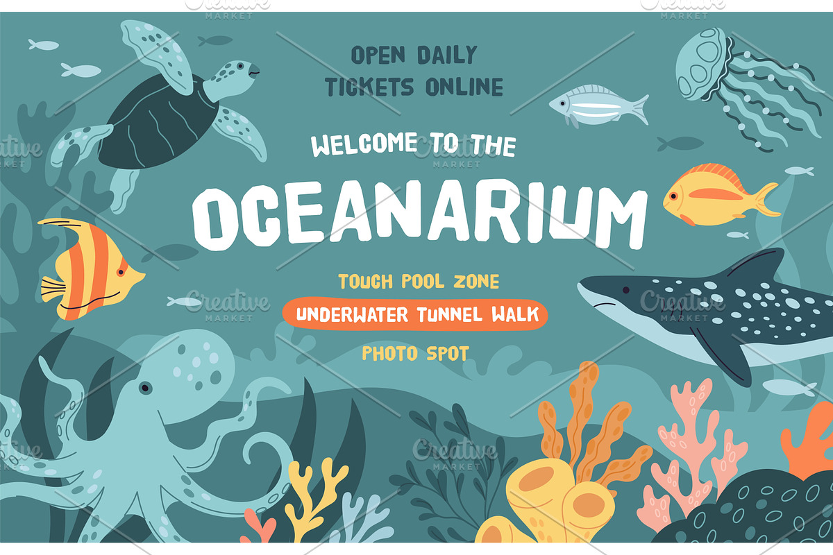 Oceanarium exhibition invitation, an Animal Illustration by YummyBuum
