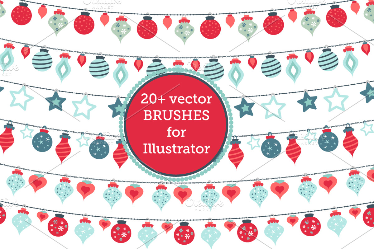 Christmas vector brushes & pattern, a Brush Add-On by MM Studio (Photo 2 of 7)