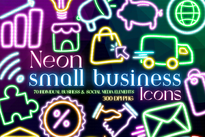 Neon Business Social Media Icons, a Work Illustration by Lenninator Digital