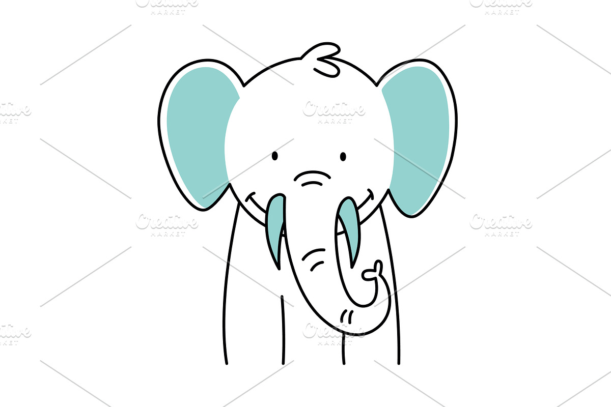 Quiet vibrant elephant, an Animal Illustration by Things for designers