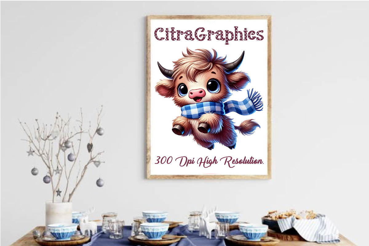 Funny Highland Cow Clipart, an Illustration by CitraGraphics (Photo 3 of 6)