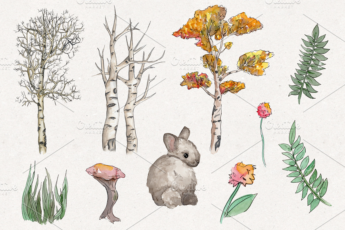 Watercolor Forest Clipart, a Graphic by TigerlilyDesignCo (Photo 2 of 2)