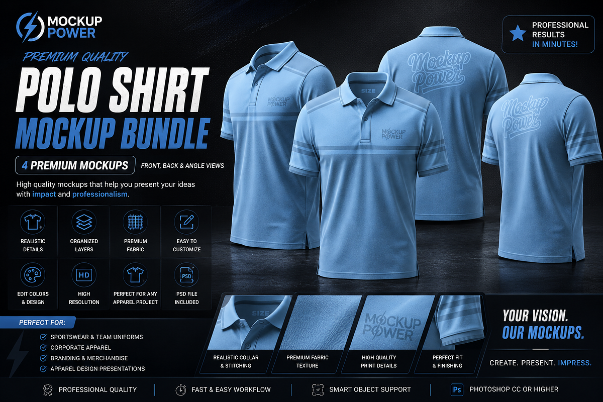 Polo Shirt Mockup Bundle, a Shirt Mockup by Mockup Power (Photo 2 of 4)