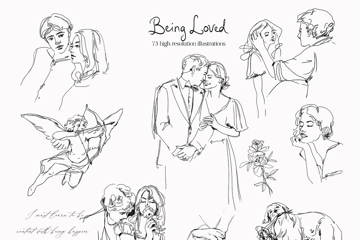 Being Loved - Vintage Line Art, a Decorative Illustration by whiteheartdesign (Photo 3 of 14)