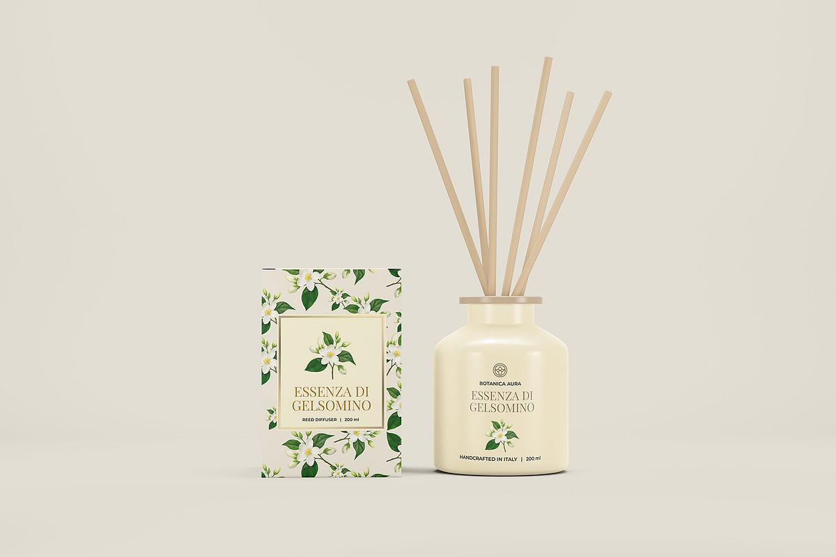 Reed Diffuser Bottle Package Mockup, a Packaging Mockup by Illusiongraphic (Photo 5 of 20)