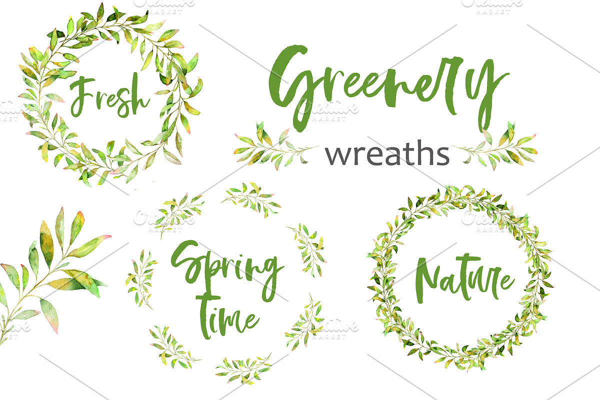Greenery Collection. Watercolor set, a Decorative Illustration by SaharaArt (Photo 4 of 7)