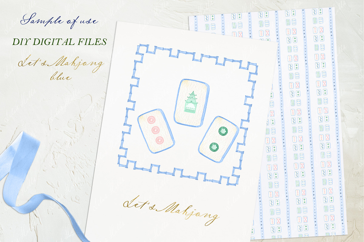 Mahjong Pink Watercolor DIY clipart, a Graphic by LABFcreations (Photo 2 of 4)