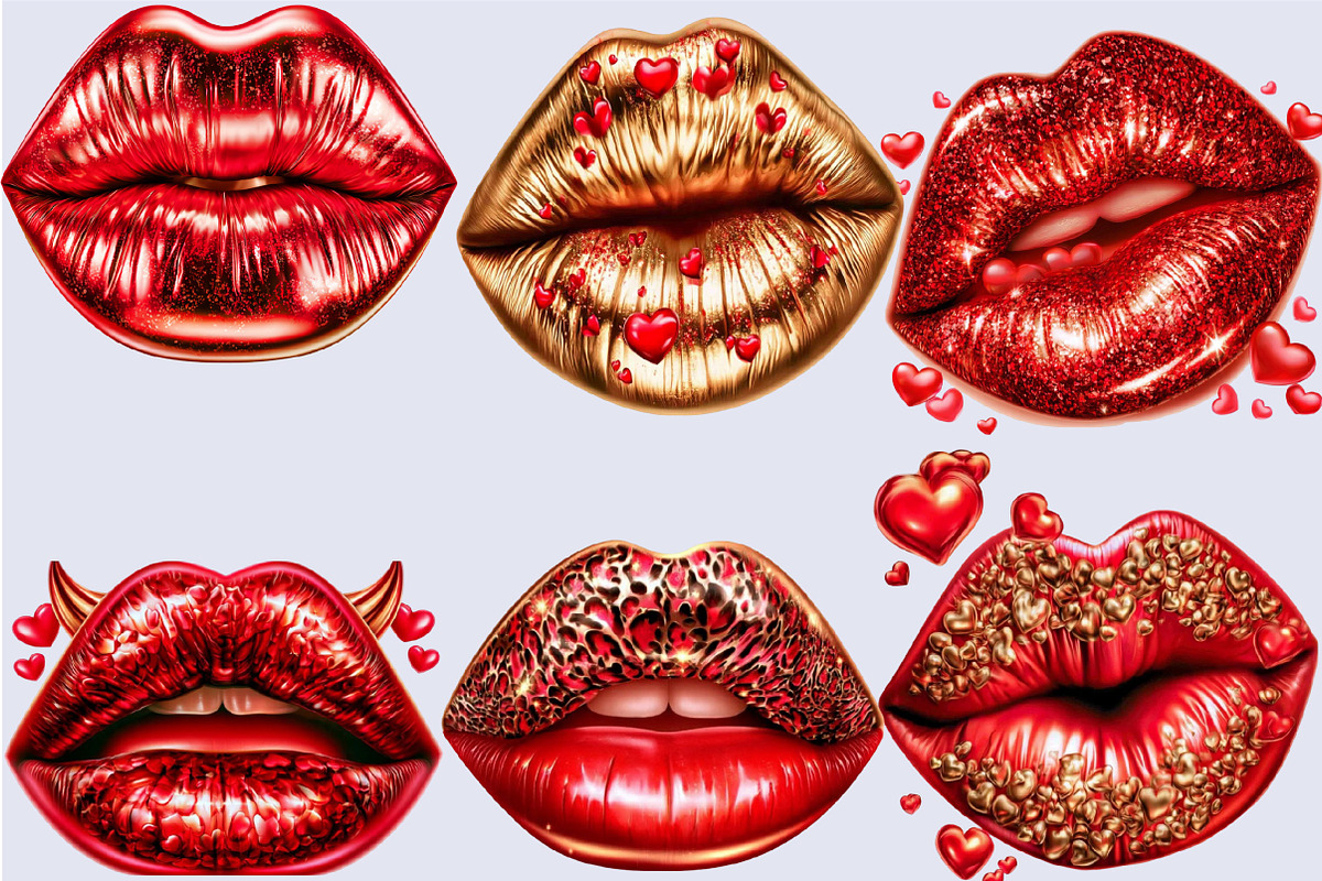 Valentine Lips Clipart PNG, a Seasonal Illustration by SVGArt (Photo 4 of 5)
