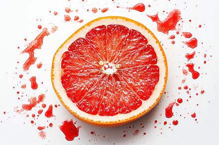 Vibrant grapefruit slice on white, a Photo by Pavel_design