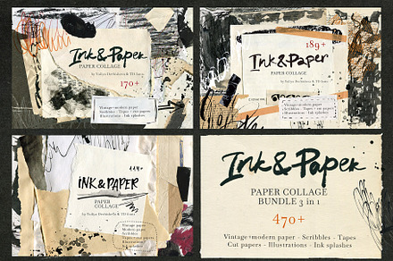 Ink Paper Collage Elements Bundle, an Object Graphic by TD fonts
