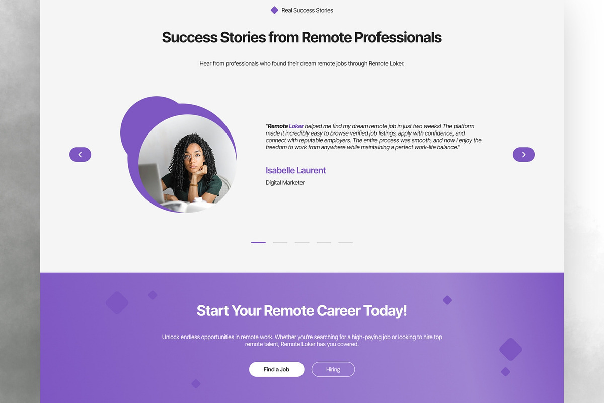 Remote Job Website, a Landing Page Template by FIBRINOSÄ (Photo 6 of 7)