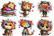 Whimsical Spring Cat Clipart, an Illustration by Black Bird Studio (Thumbnail 5 of 5)