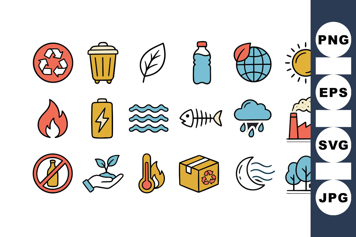 Eco Friendly Icons Set, an Illustration by designvectx (Photo 1 of 3)