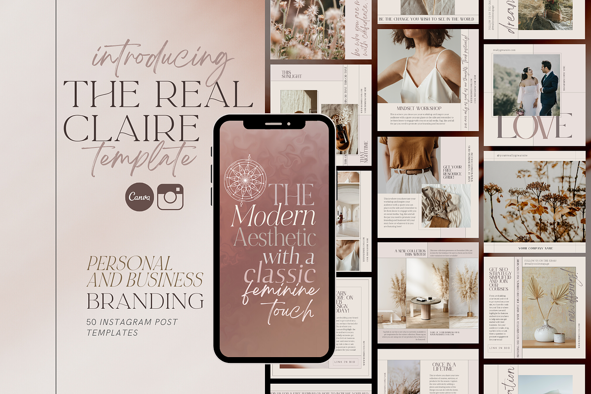 Modern Canva IG Feminine Template, a Social Media Template by ALunadoki Design (Photo 1 of 9)