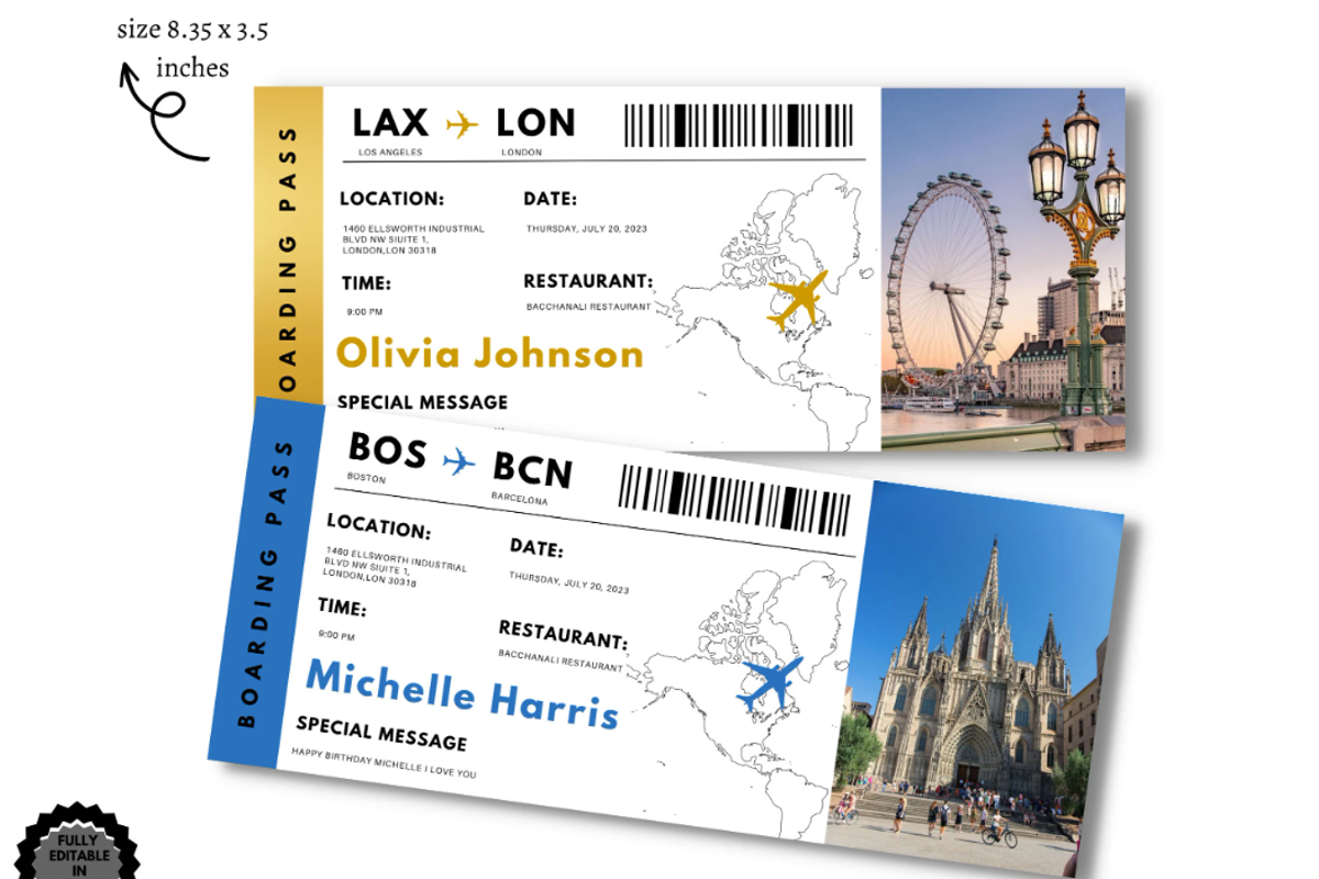 Surprise Travel Ticket Gift, a Card Template by YasdeyDesigns (Photo 2 of 8)