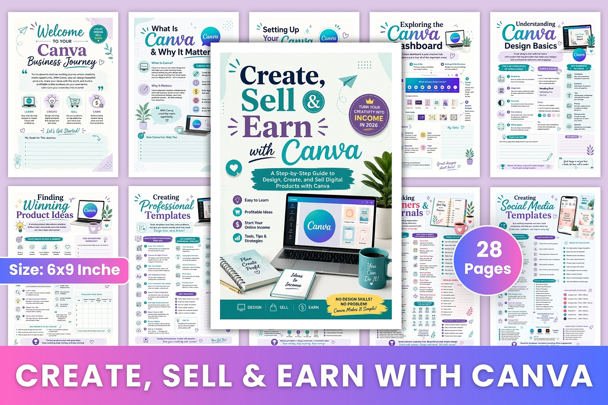 Create, Sell & Earn with Canva, a Stationery Template by Designmela01 (Photo 1 of 6)