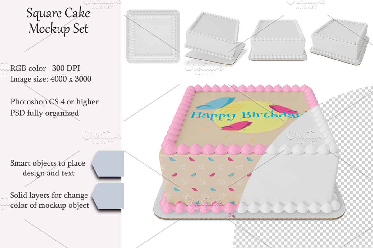Edible cake Mockup set. PSD mockup., a Product Mockup by NatalyaZelenova (Photo 1 of 5)