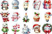 Cute Christmas Watercolor Clipart, an Illustration by Designking (Thumbnail 2 of 5)