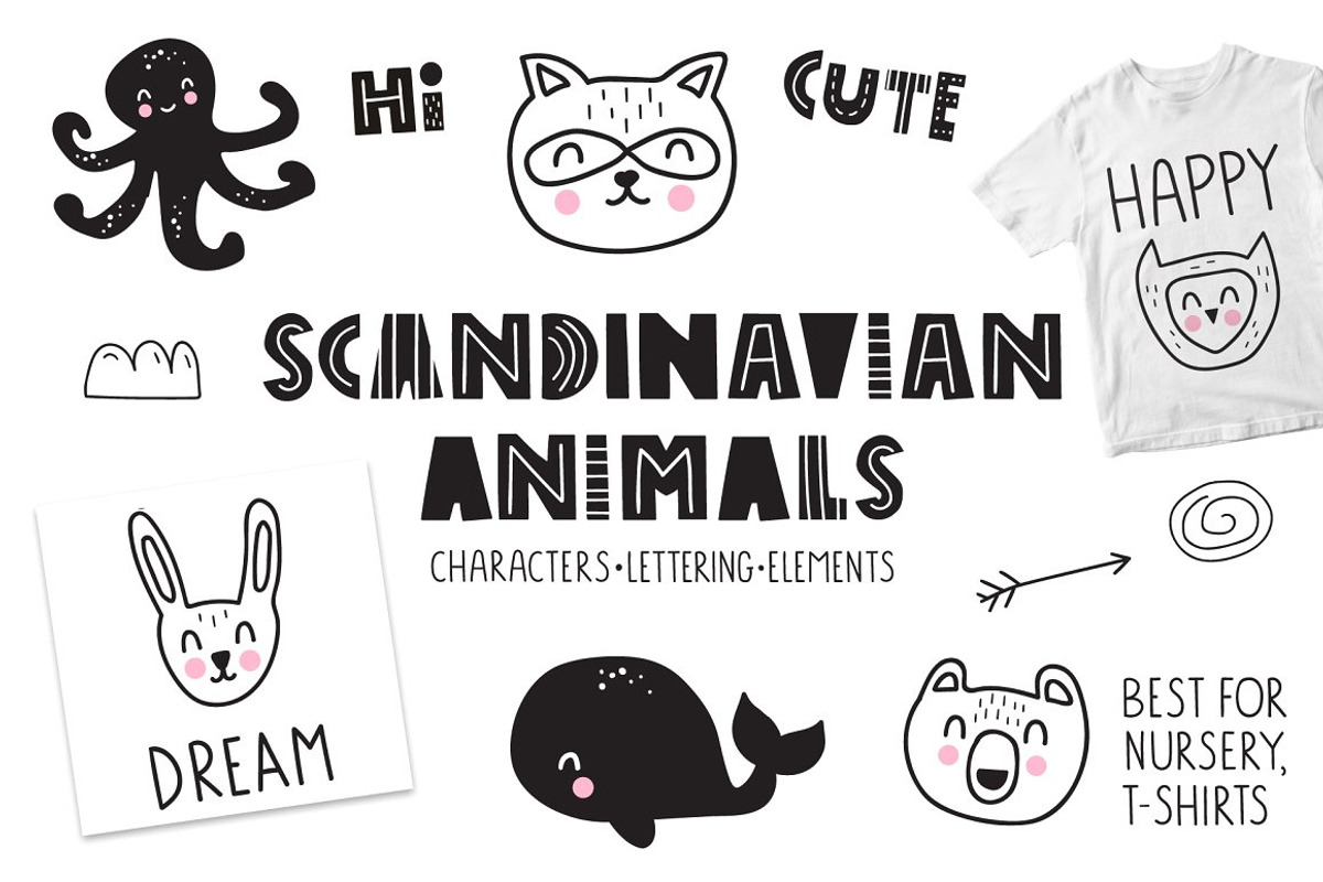 Cute kids Bundle, an Animal Illustration by cutelevindesign (Photo 5 of 13)